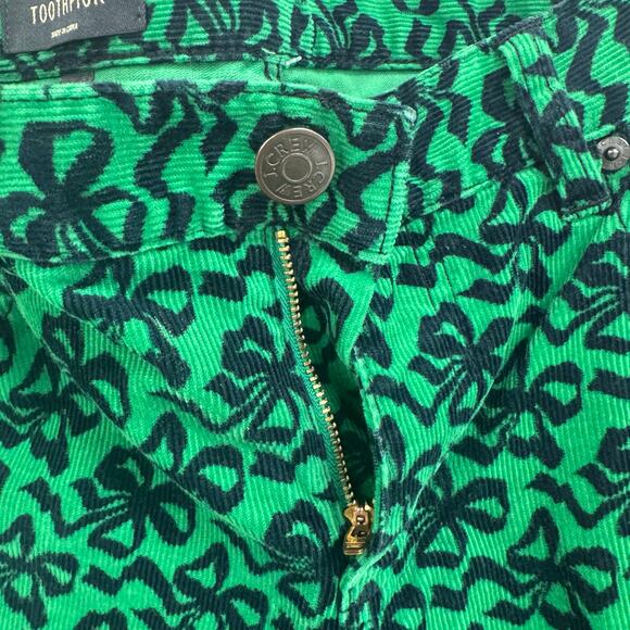 J.Crew Toothpick Straight Leg Corduroy Navy Green Print Pants Womens 32 - Picture 4 of 6